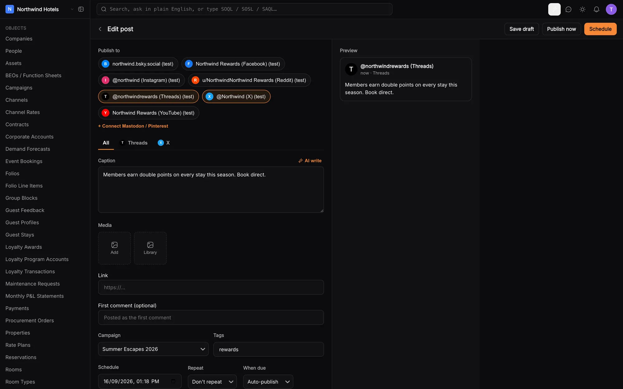 klerc composer with per-network targets and preview