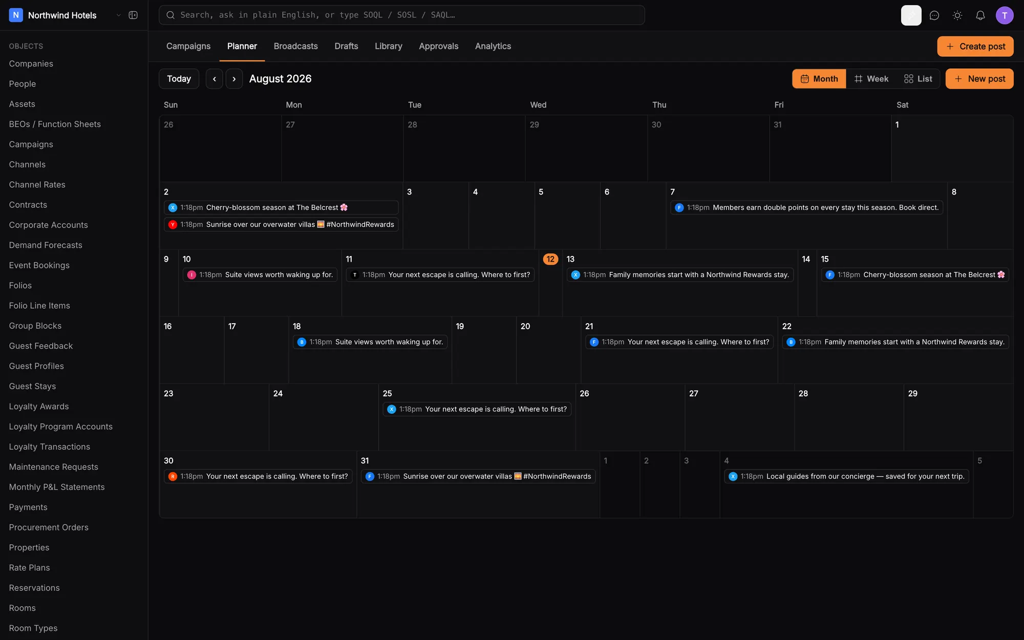 klerc publishing planner with a month of scheduled posts